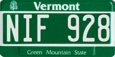 VT license plate NIF928