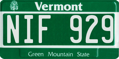 VT license plate NIF929