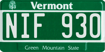VT license plate NIF930