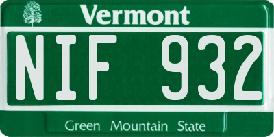 VT license plate NIF932