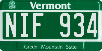 VT license plate NIF934