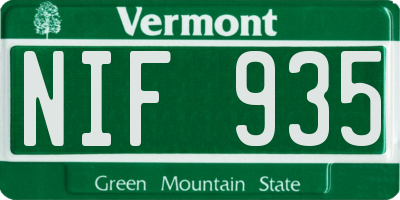 VT license plate NIF935