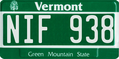 VT license plate NIF938
