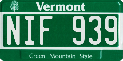 VT license plate NIF939