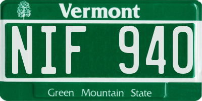 VT license plate NIF940