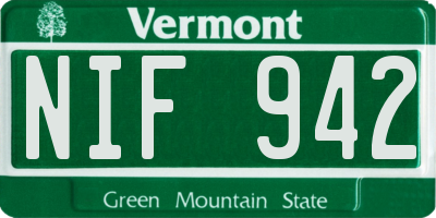 VT license plate NIF942