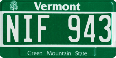VT license plate NIF943