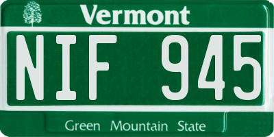 VT license plate NIF945