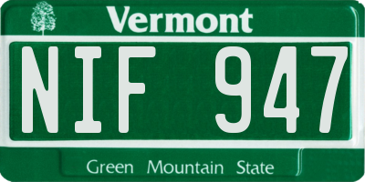 VT license plate NIF947