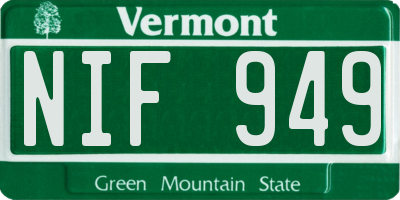 VT license plate NIF949