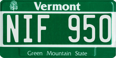 VT license plate NIF950