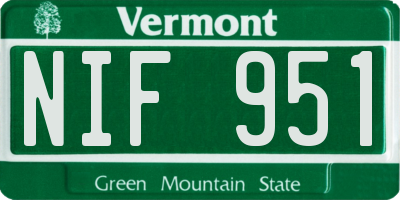 VT license plate NIF951