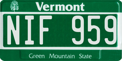VT license plate NIF959