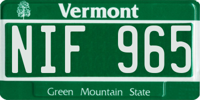 VT license plate NIF965