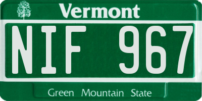 VT license plate NIF967