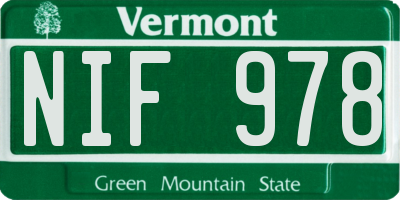 VT license plate NIF978