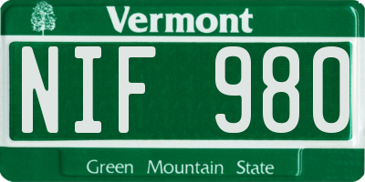 VT license plate NIF980