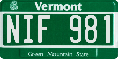 VT license plate NIF981