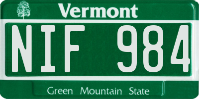 VT license plate NIF984