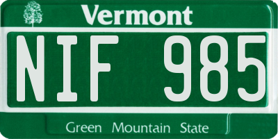 VT license plate NIF985
