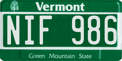VT license plate NIF986