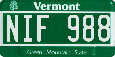 VT license plate NIF988