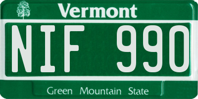 VT license plate NIF990