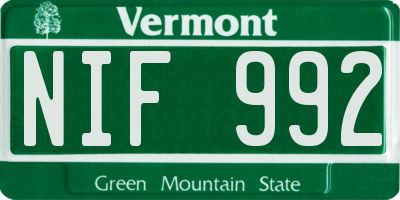 VT license plate NIF992