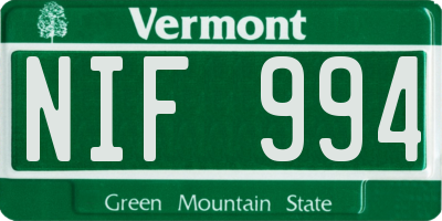 VT license plate NIF994