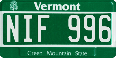 VT license plate NIF996