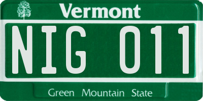 VT license plate NIG011