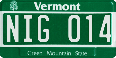 VT license plate NIG014