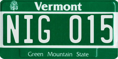 VT license plate NIG015