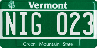 VT license plate NIG023