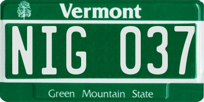 VT license plate NIG037