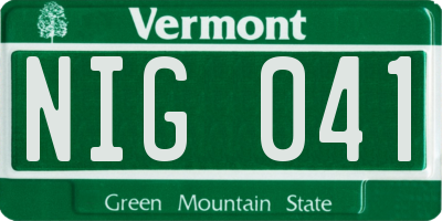 VT license plate NIG041