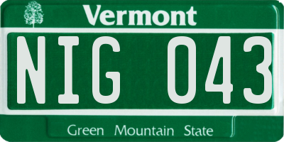 VT license plate NIG043
