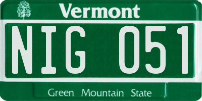 VT license plate NIG051