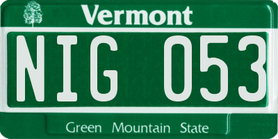 VT license plate NIG053