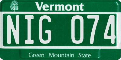 VT license plate NIG074