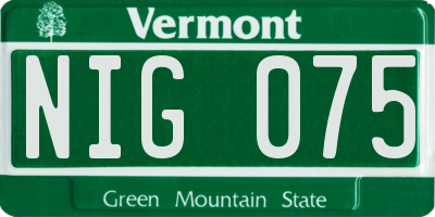 VT license plate NIG075