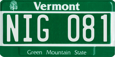VT license plate NIG081