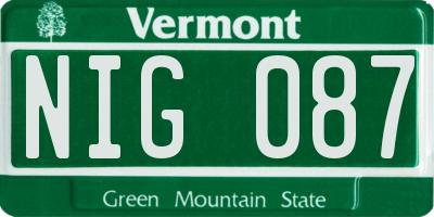 VT license plate NIG087
