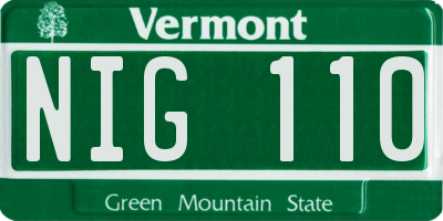 VT license plate NIG110