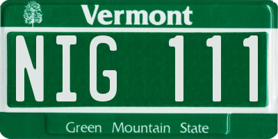 VT license plate NIG111