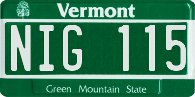 VT license plate NIG115