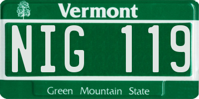 VT license plate NIG119