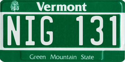 VT license plate NIG131
