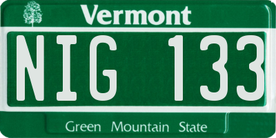 VT license plate NIG133