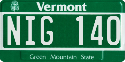 VT license plate NIG140
